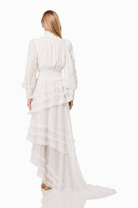 ELLIATT Maelis Long Sheer Balloon Sleeves Gown in ivory - women's dress - detail view