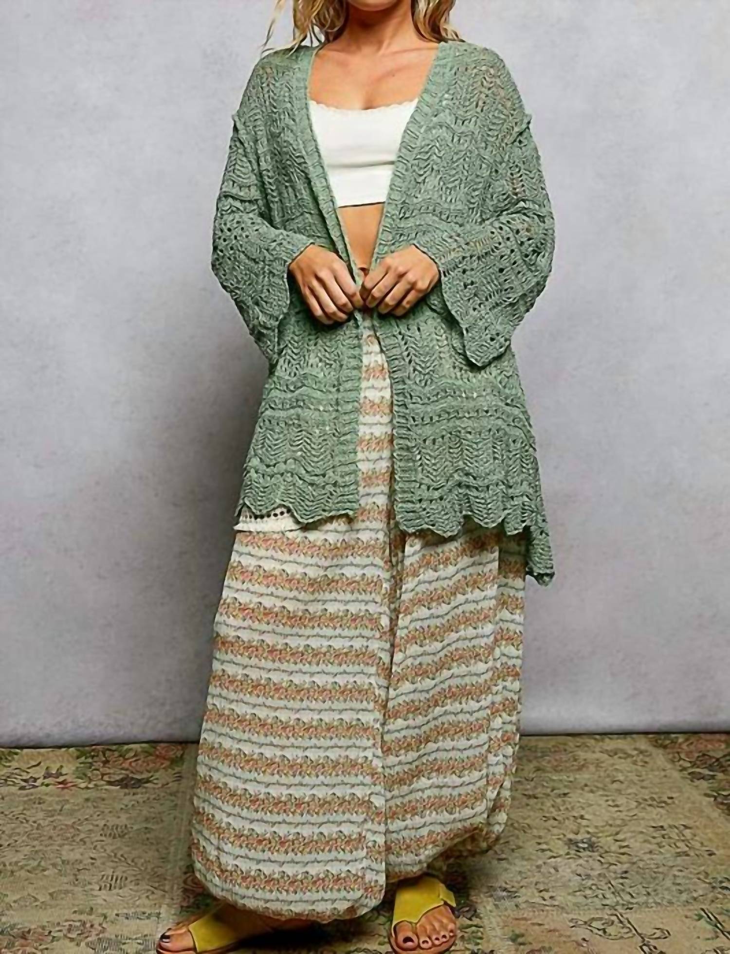 Pol - Long Sleeve Crochet Sweater Cardigan