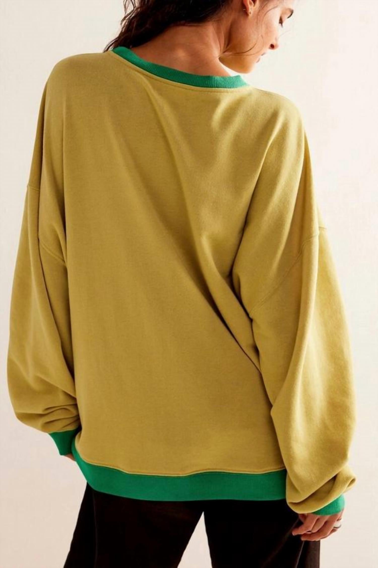 Lovesoft - Solid Color Round Neck Fork Loose Sweatshirt Sweater