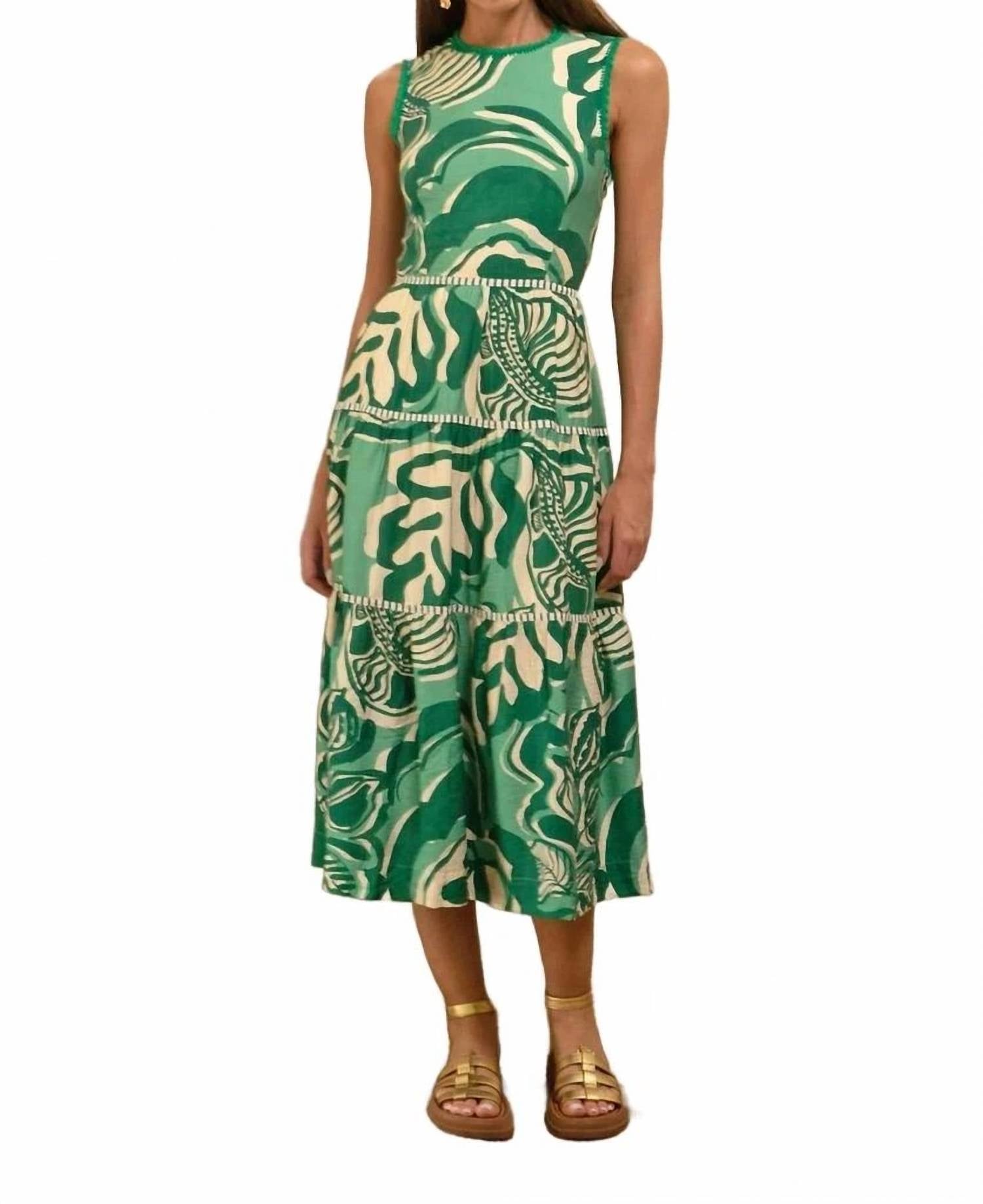 adelyn rae Alva Leaf Midi Dress in amazon green - women's dress