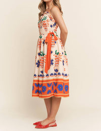 J.Nna - La Brisa Floral Print Smocked Midi Dress