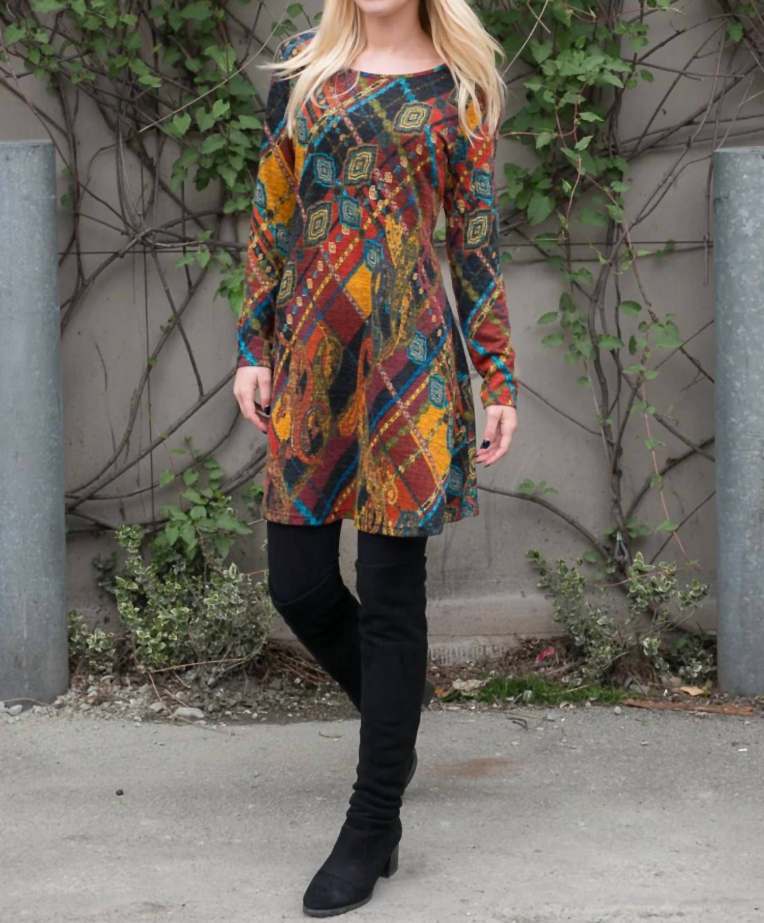 Papillon - Geometric Print Textured Dress