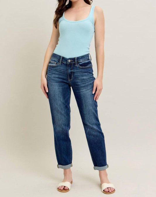 Judy Blue - Mid Rise Cuffed Boyfriend Jeans