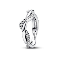 Pandora Women's Sparkling Intertwined Wave Ring in silver - women's jewelry