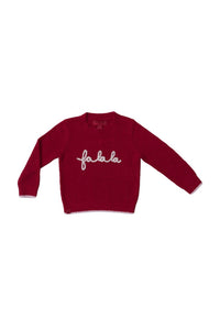 BAREFOOT DREAMS Toddler Fa La La Pullover in holly red - kids' sweater - alternate view