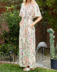 Lime + Chili - Ott Print V-neck Maxi Dress