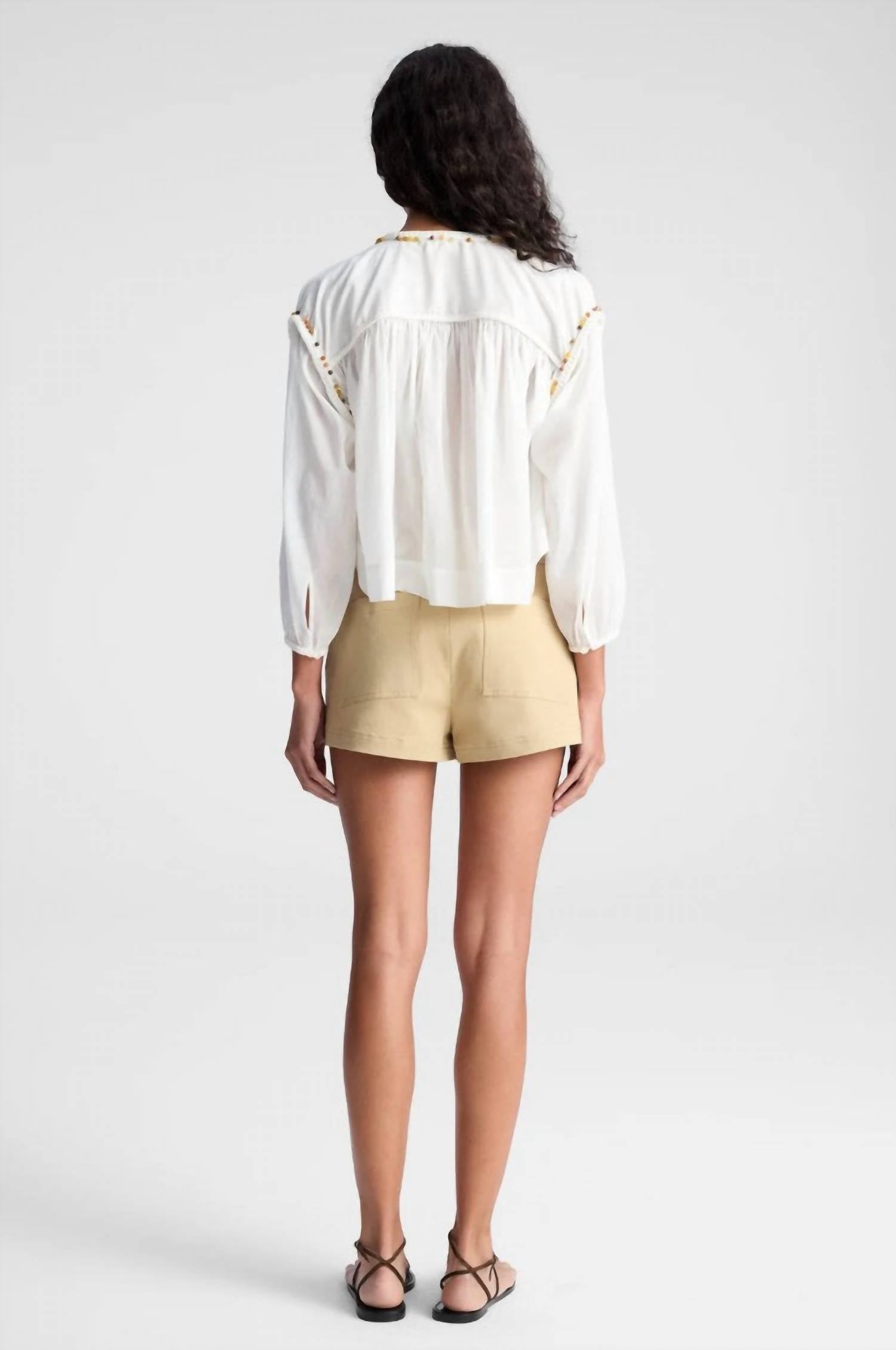 A.L.C. Jodie Cotton Top in white - women's blouse - alternate view