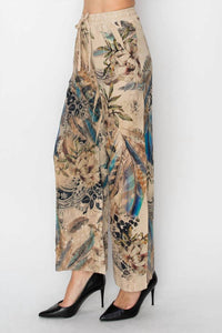 Origami - Relaxed Lace Patchwork Pants With Elastic Drawstring