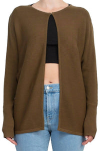 Lissy - Crew Neck Open Front Knit Cardigan