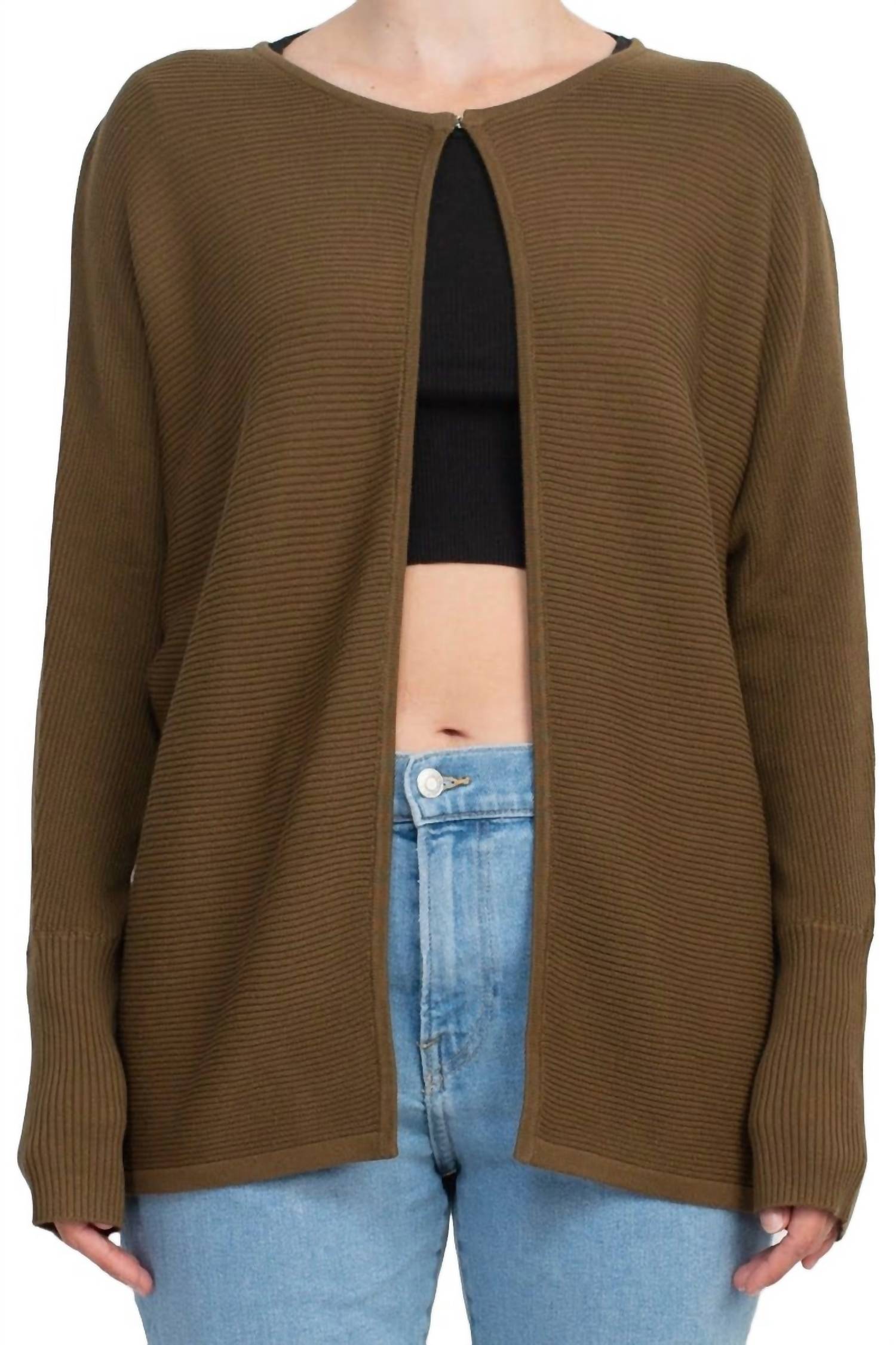 Lissy - Crew Neck Open Front Knit Cardigan