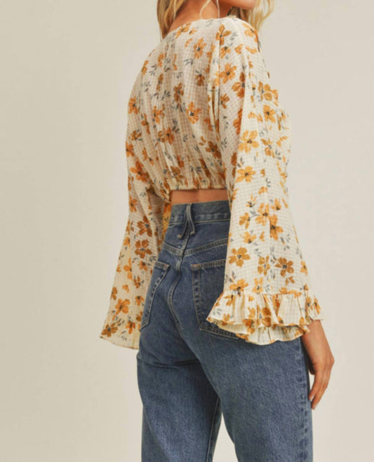 Lush - Floral Tie Front Top