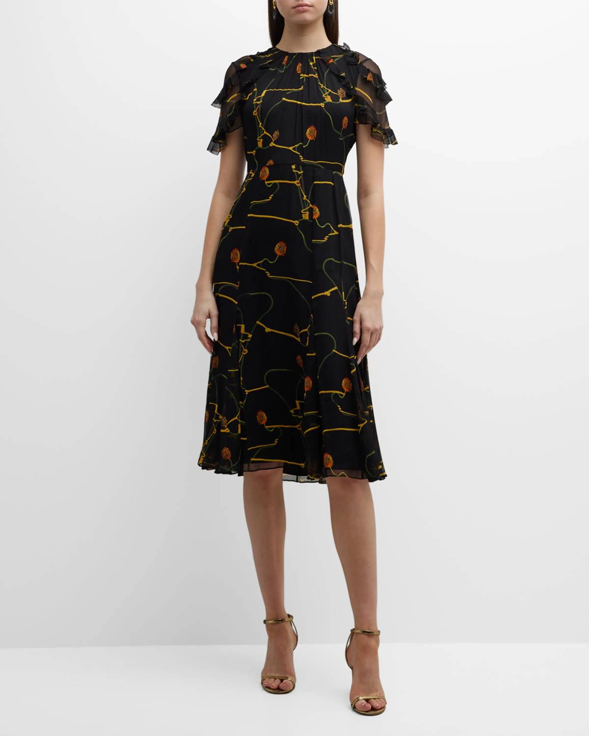 FLORAL CRINKLE CHIFFON DAY DRESS
