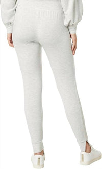 TravisMathew Cloud Terry Tie Jogger in heather light grey - women's pants - detail view