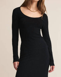 Z Supply Tibi Scoop Mesh Top in black - women's long sleeve top