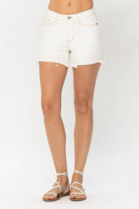 Judy Blue - Mid-rise Pocket Embroidery Cut Off Shorts