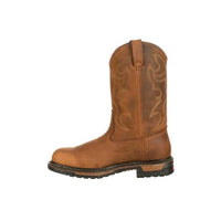 Rocky Men's Original Ride Steel Toe Boot in brown - men's boots - detail view