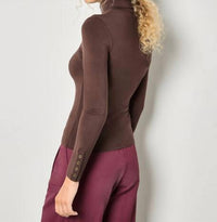 Apricot - Turtle Neck Button Cuff Top
