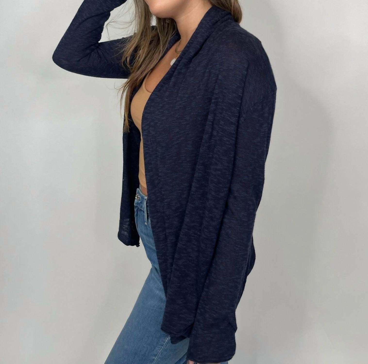STITCHDROP Swell Sweater in navy - women's cardigan - alternate view