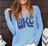 Wooden Ships Jump In A Lake Crew Sweater in a lake crew sweater in beach sky denim heather - women's sweater - alternate view