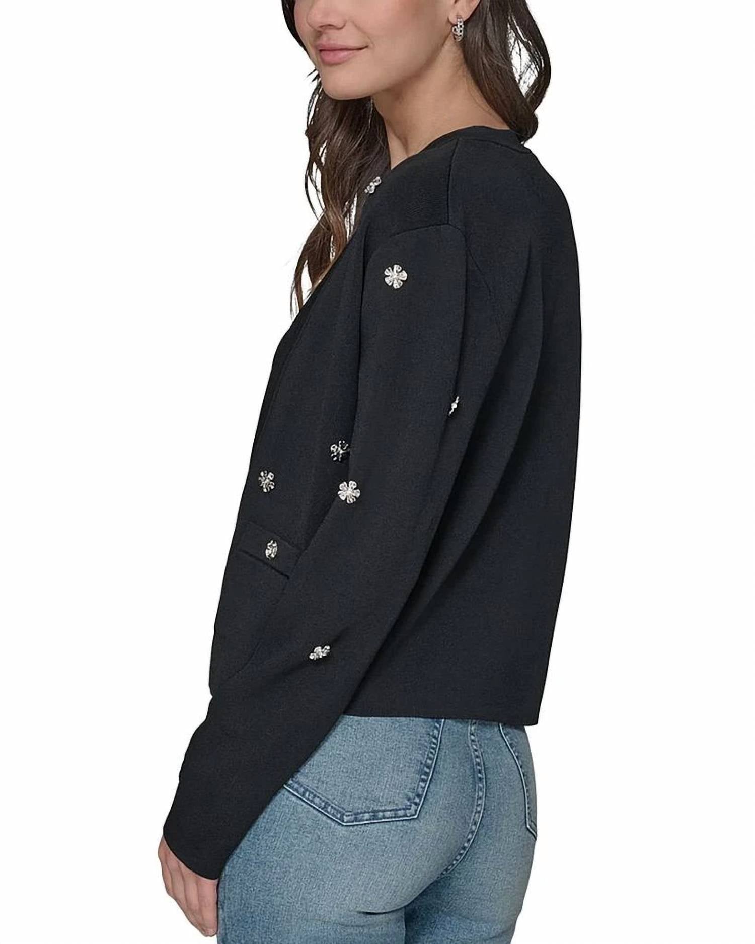 Karl Lagerfeld - Floral-rhinestone Cardigan