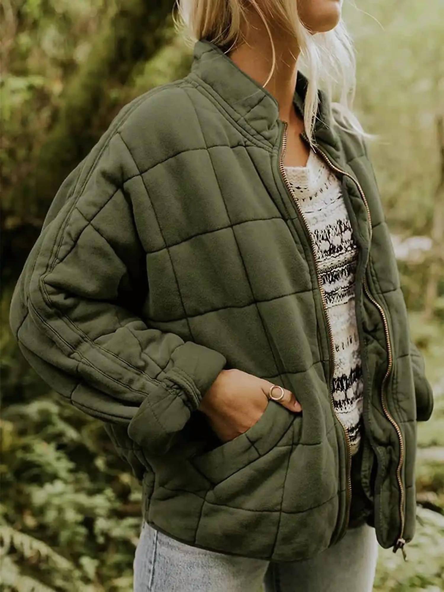 Sweet As A Peach - Quilted Zip-up Jacket