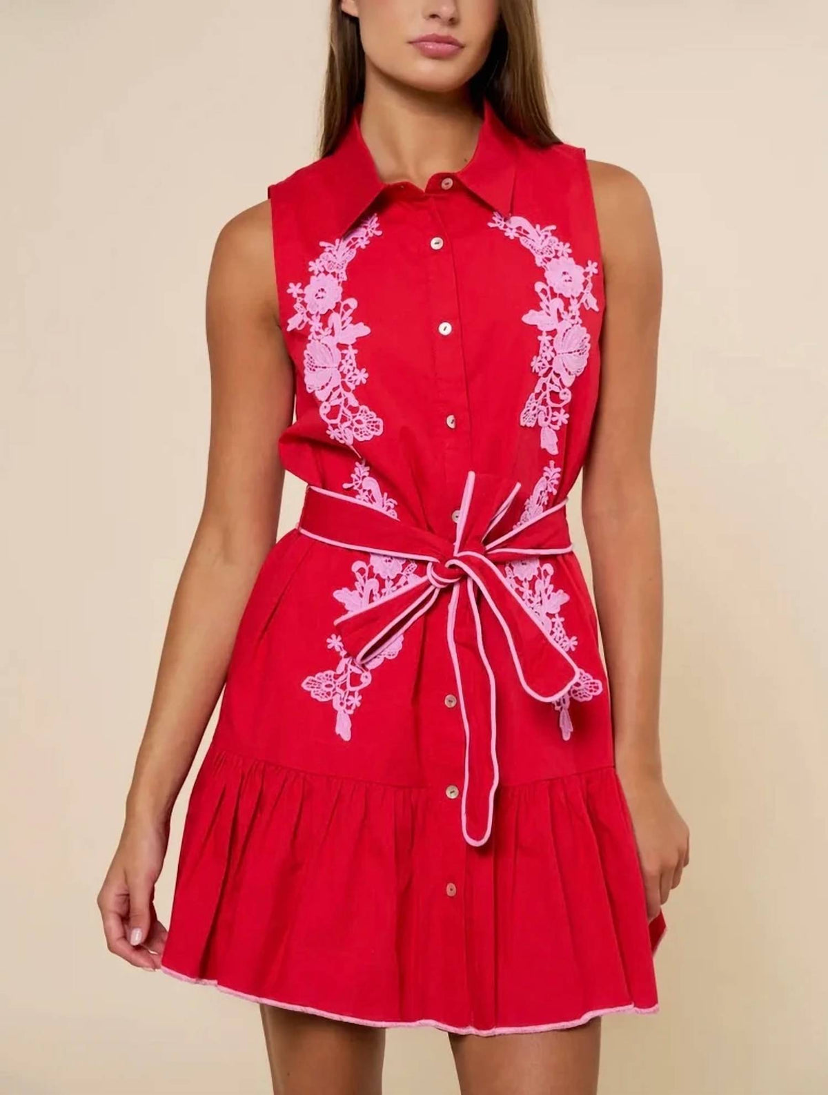 Lalavon - Women's Floral Embroidery Mini