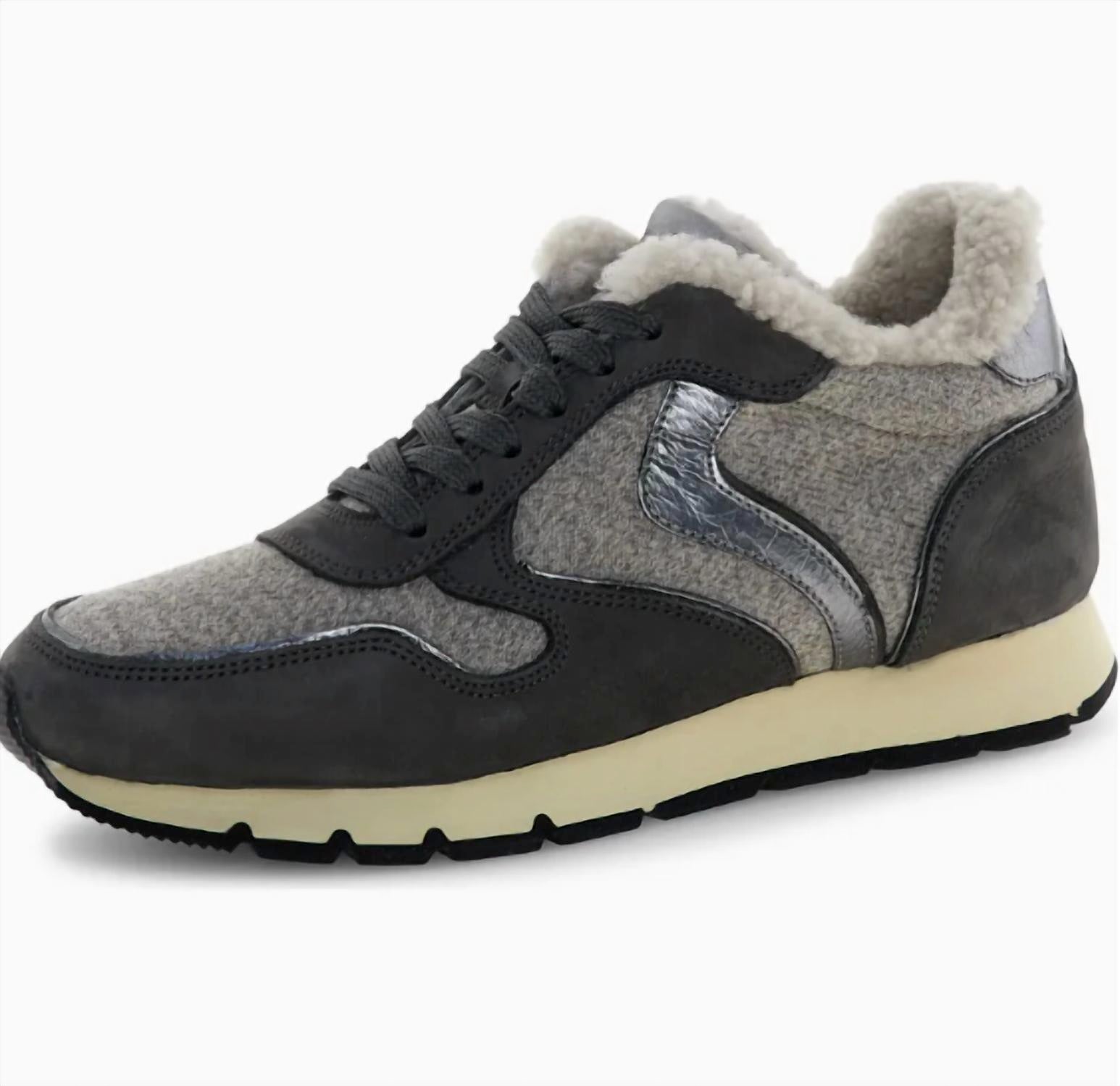 Voile Blanche Women's Julia Pump Shearling Trainers Shoes in gray - women's sneaker - detail view