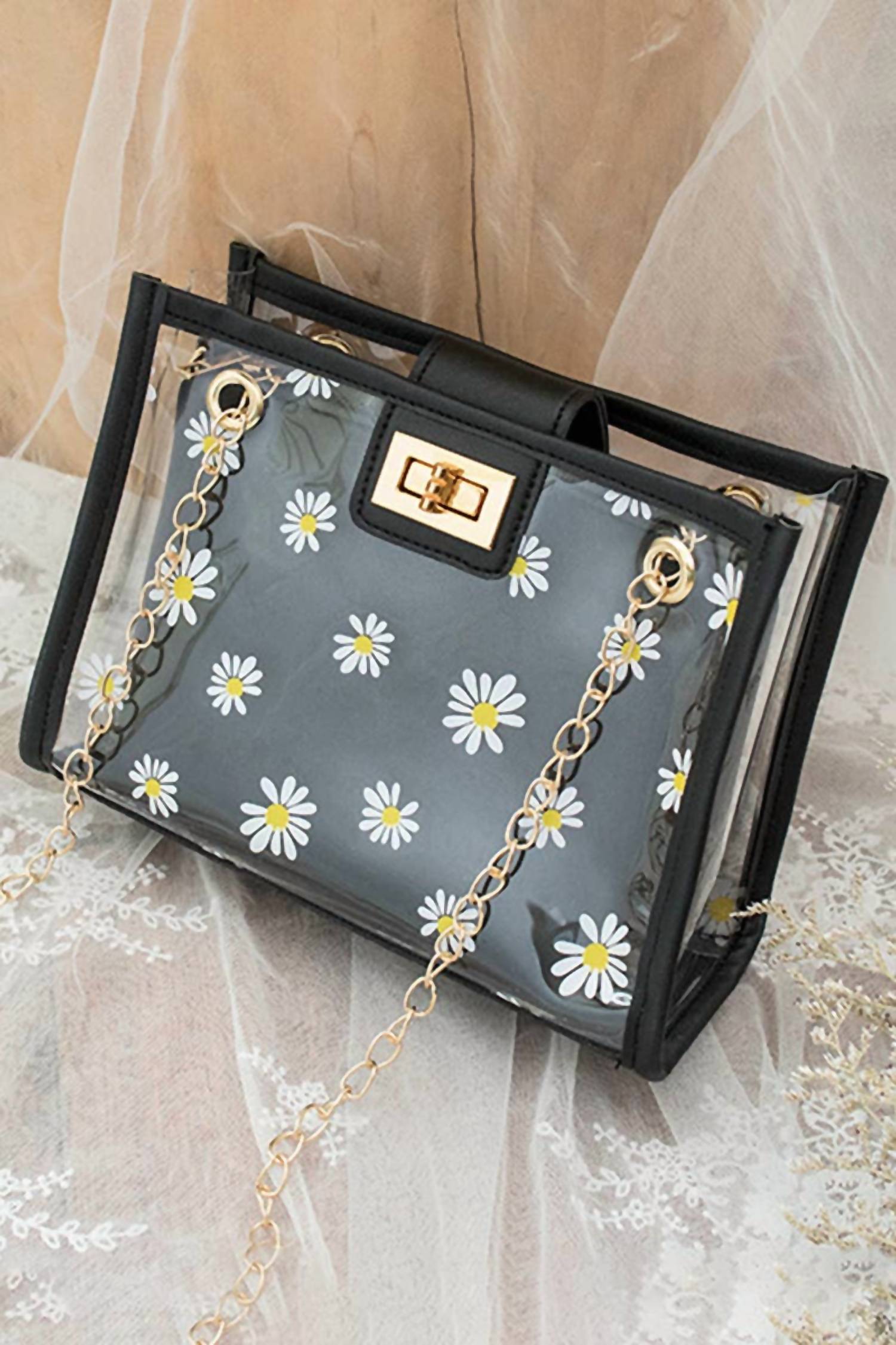 Accity - Women's Daisy Floral Transparent Mini Crossbody Bag