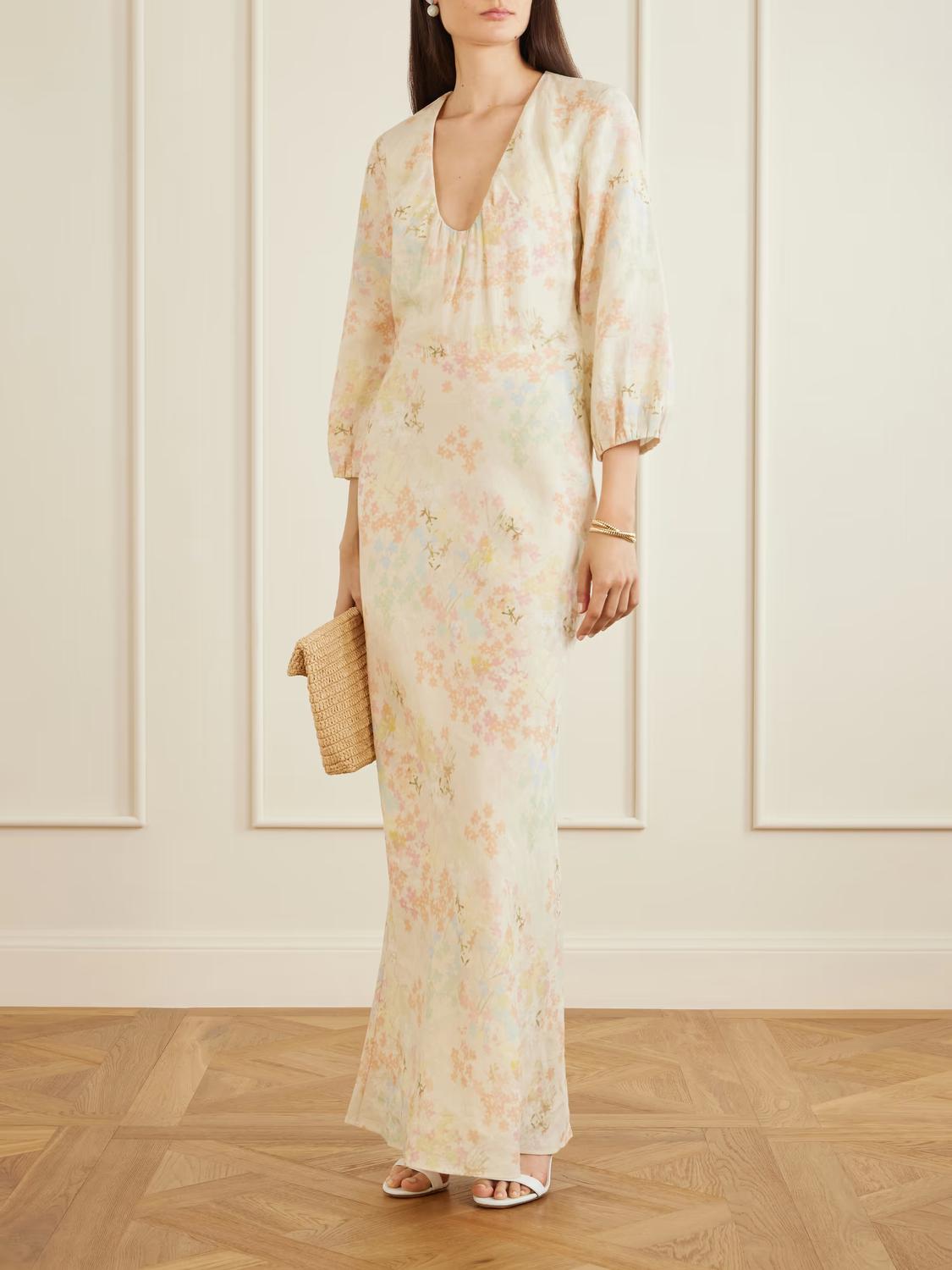 Bernadette - Beau Floral-print Linen Maxi Dress