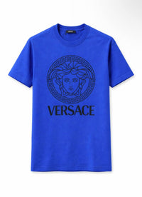 VERSACE Men's Crewneck Tee in blue - men's t-shirt