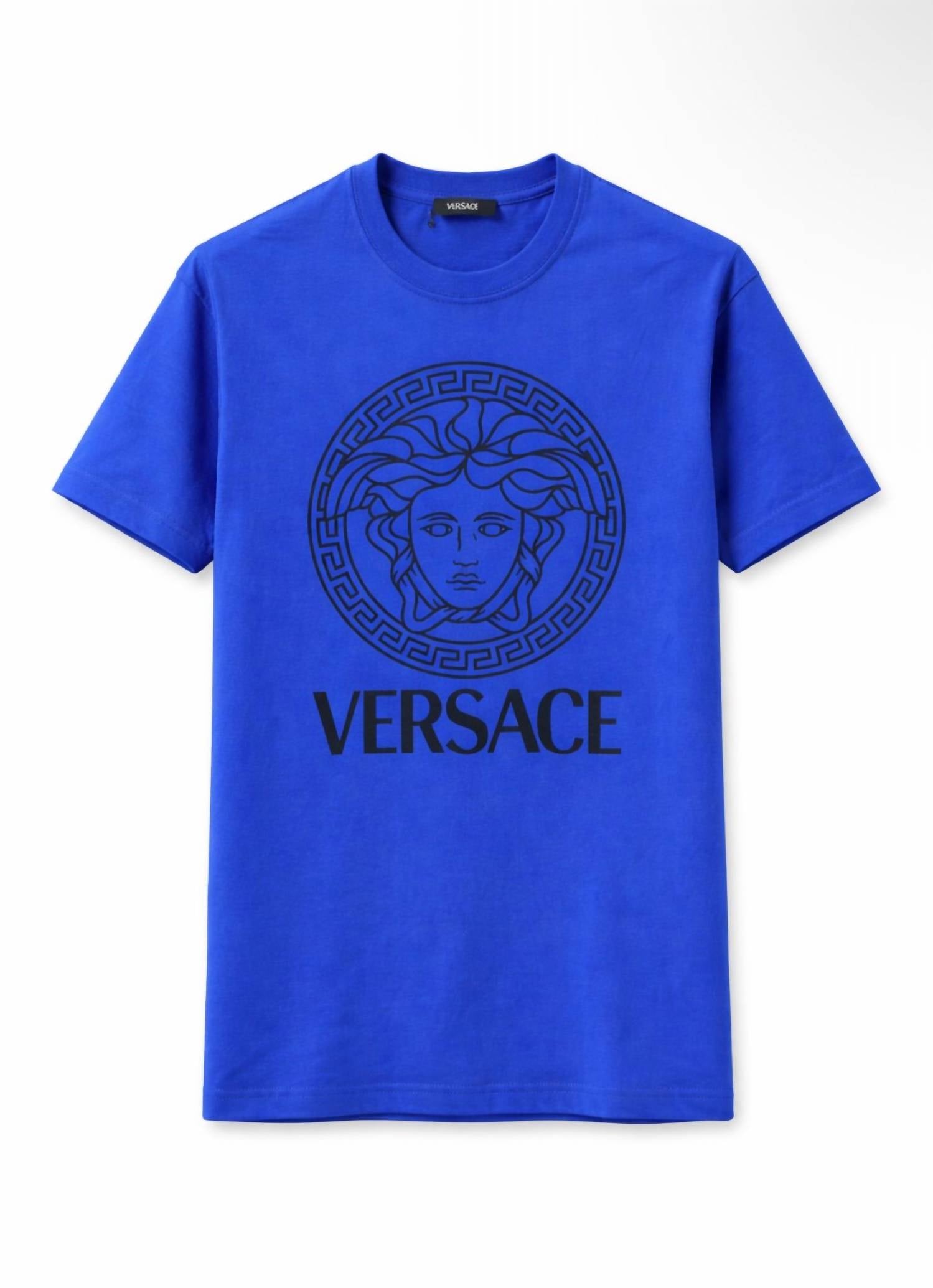 VERSACE Men's Crewneck Tee in blue - men's t-shirt