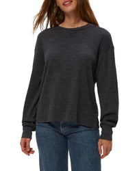 Michael Stars Keri Thermal Pullover in charcoal - women's long sleeve top