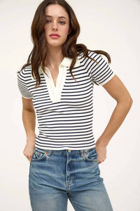 Blu Pepper - Collared Cut-out Detail Top