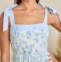 Main Strip - Floral Printed Maxi Shoulder Tie Dress