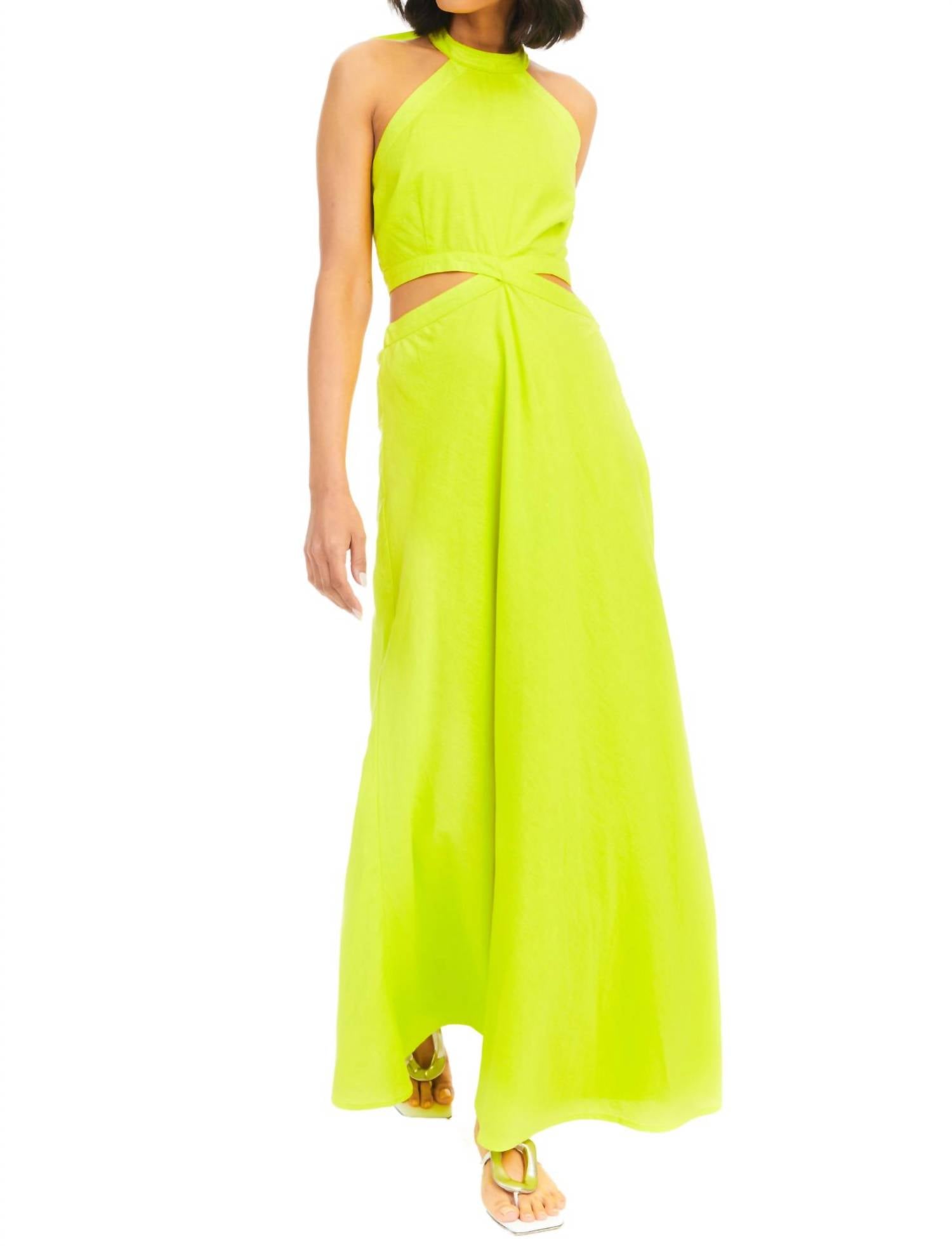 ALLISON NEW YORK Finn Maxi Dress in lime - women's dress - detail view