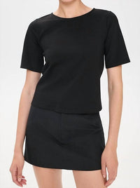RIPLEY RADER Ponte Extended Short Sleeve Top in black black - women's t-shirt
