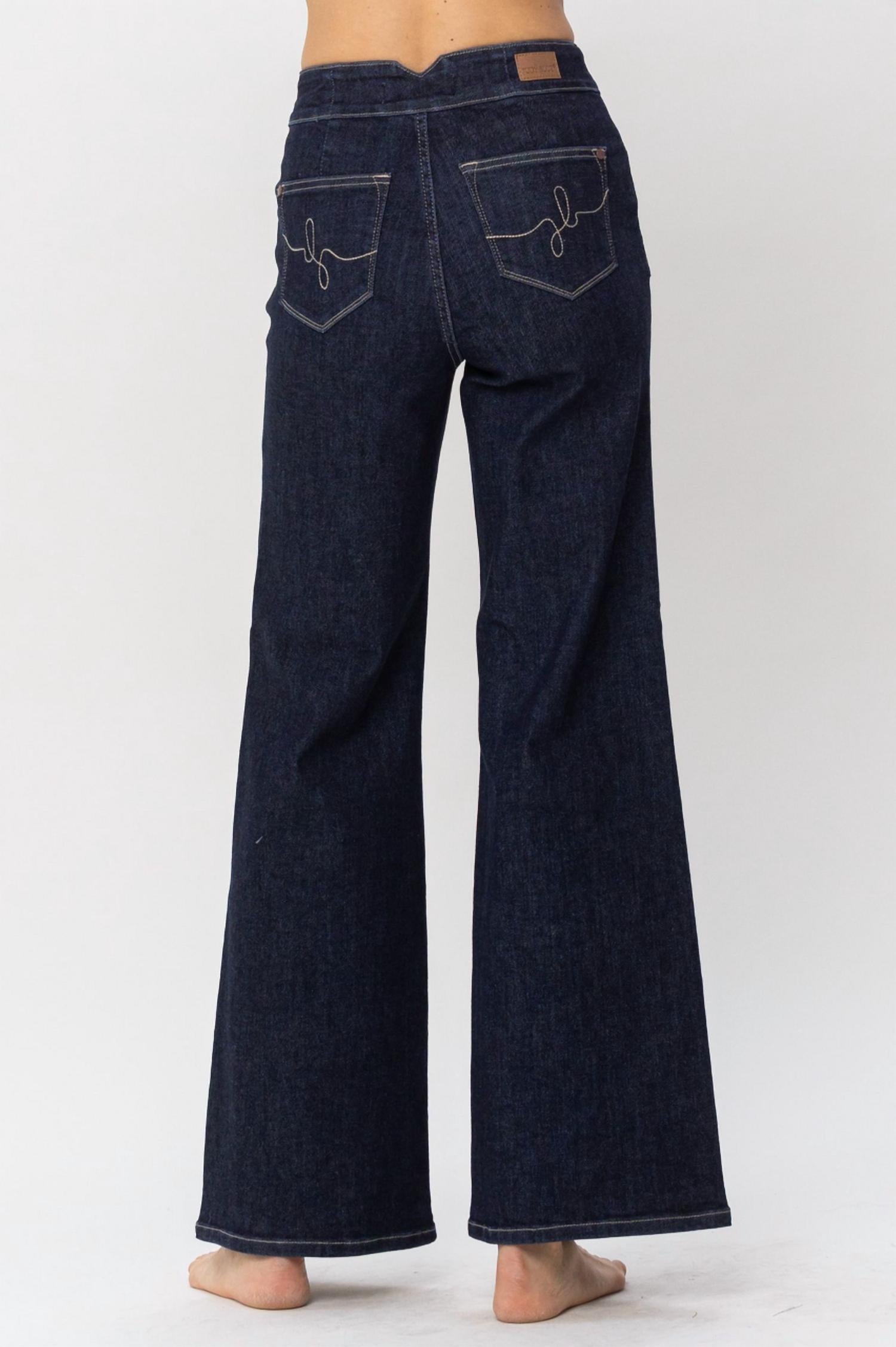 Judy Blue - High Waist Rinse Wash Geometric Waistband Jeans