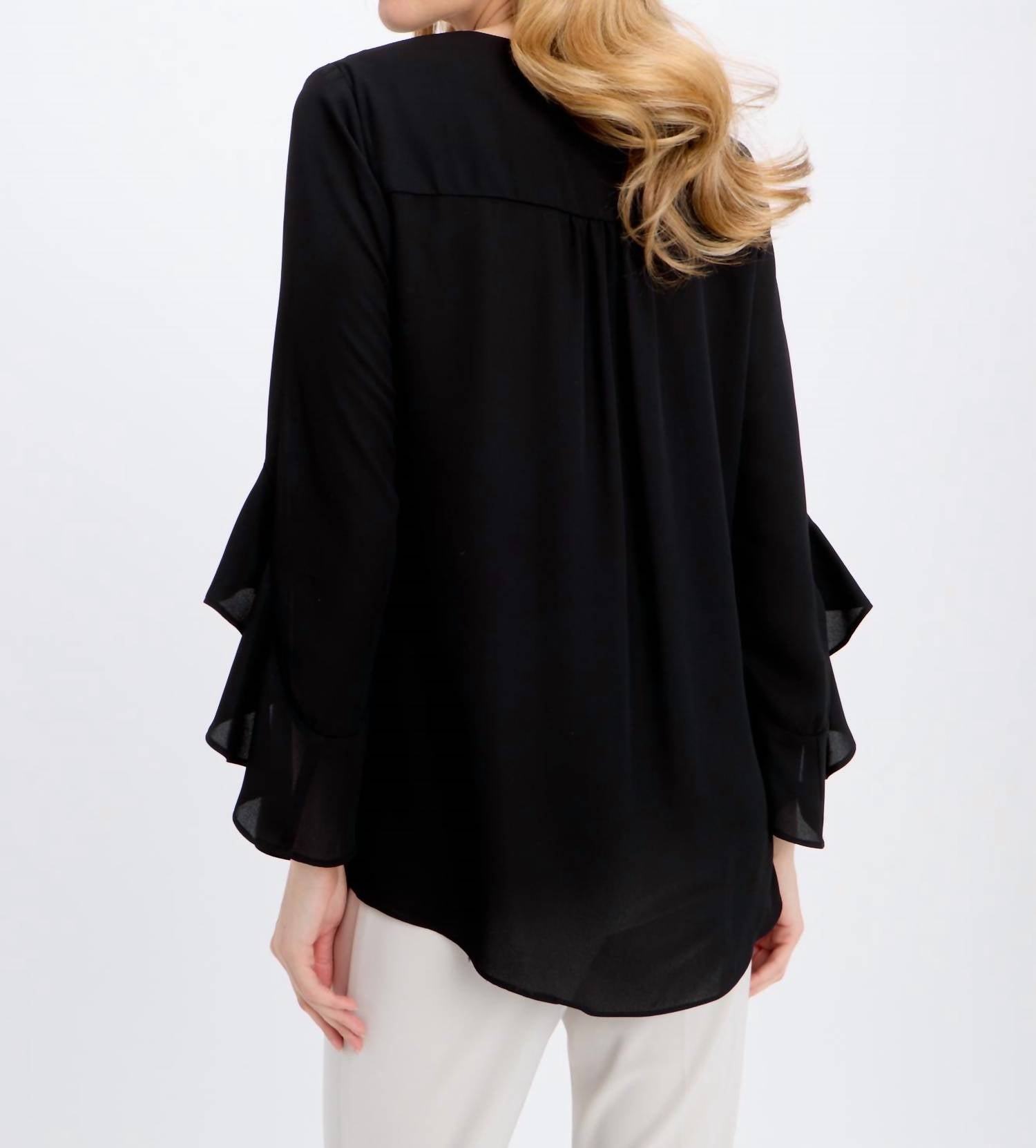 Joseph Ribkoff - V-neck Ruffled Top