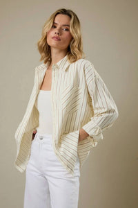 Sunday Edition - Long Sleeve Stripe Over Sized Shirt