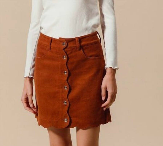 So Me - Corduroy Connie Scalloped Corduroy Front Button Skirt