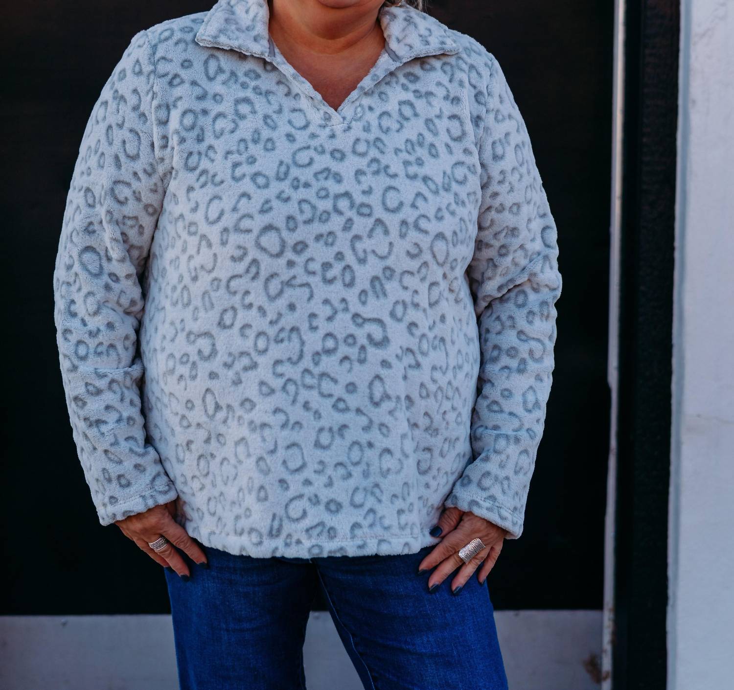 Multiples - Cheetah Pattern Plush Knit Top