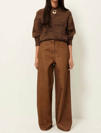 Sessun Wadden Balloon Sleeves Jumper in kakiwood - women's long sleeve top