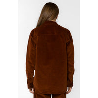 Velvet Heart Magnolia Shacket in toffee - women's jacket - detail view