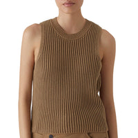 CLOSED Women's Short Sleeved Knit Top in nutmeg - women's tank top