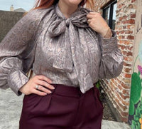 GLAM Metallic Ties Blouse in silver - women's blouse - alternate view