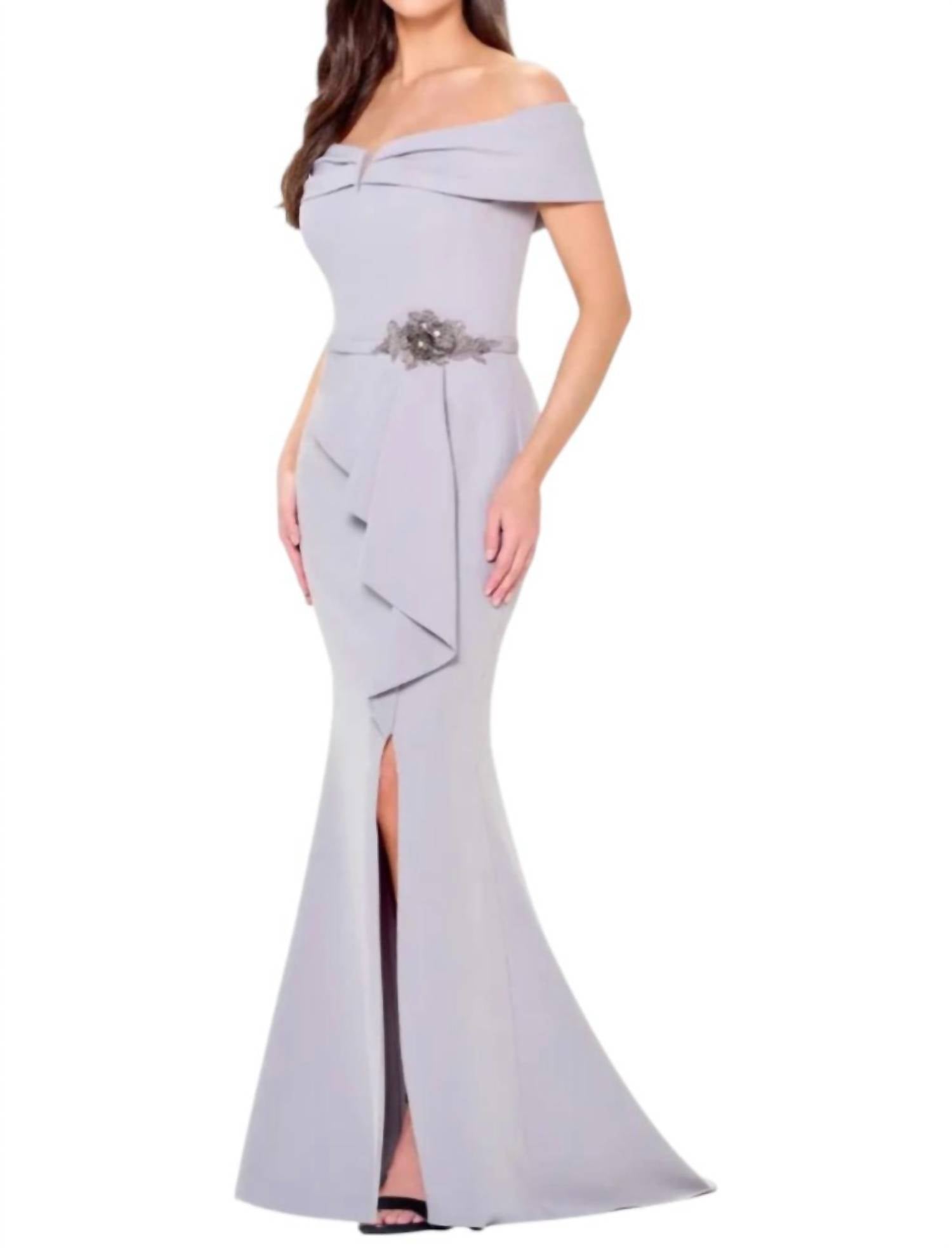 Cameron Blake Off The Shoulder A-line Dress in platinum - women's dress