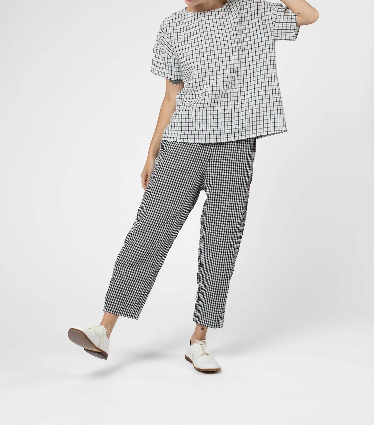 Apuntob - Plaid Short Sleeve Top
