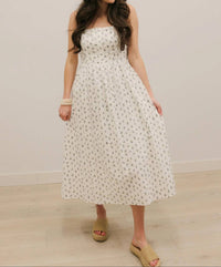 B.Right - Avielle Ditzy Floral Clip Dot Corset Tie Midi Dress