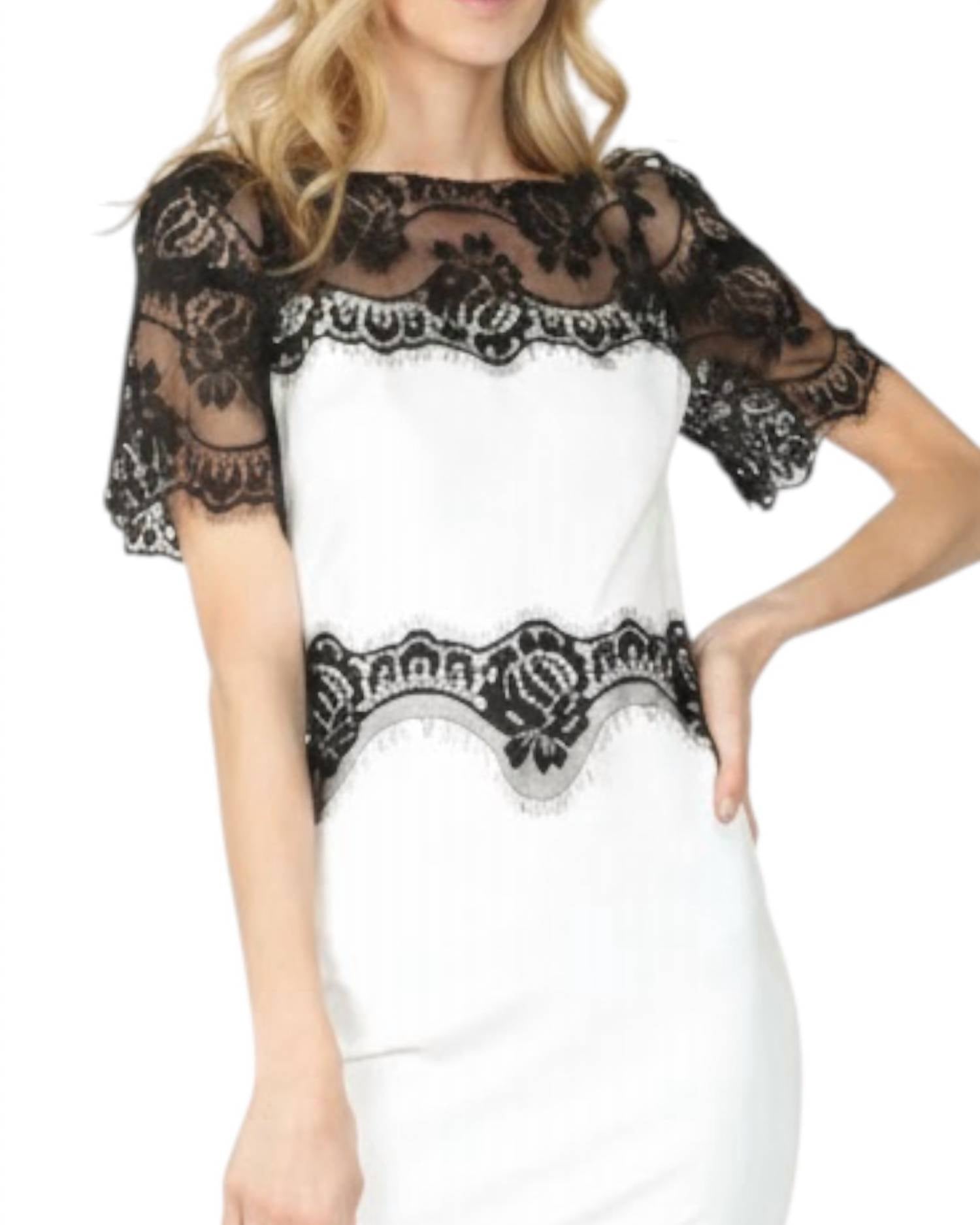 Beulahstyle - Women's Lace Neckline Designer Dress‎