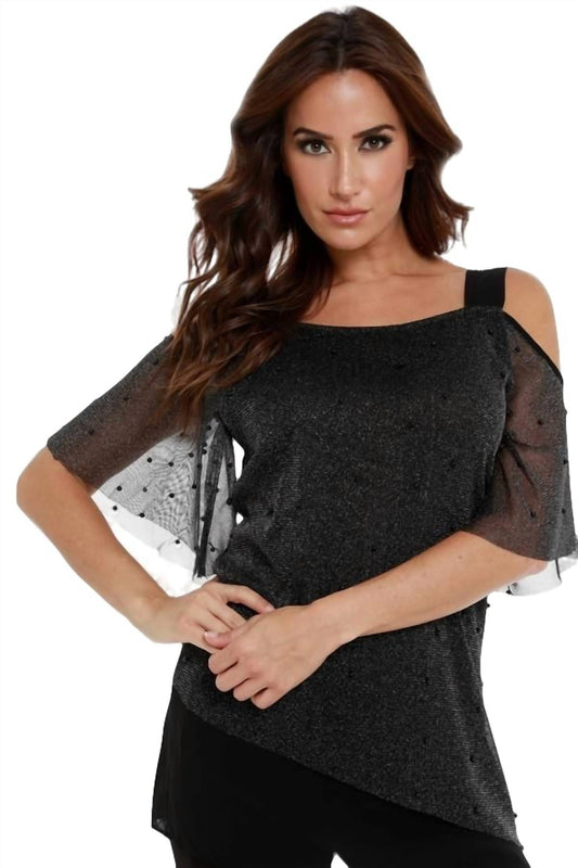 Angel - Shimmer & Beaded Cold Shoulder Top